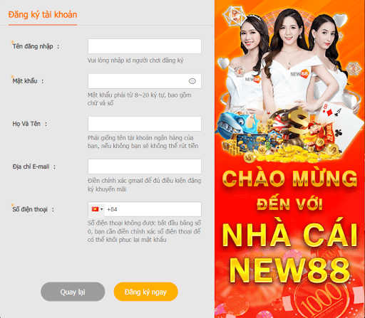 Hướng dẫn chi tiết cách đăng ký NEW88